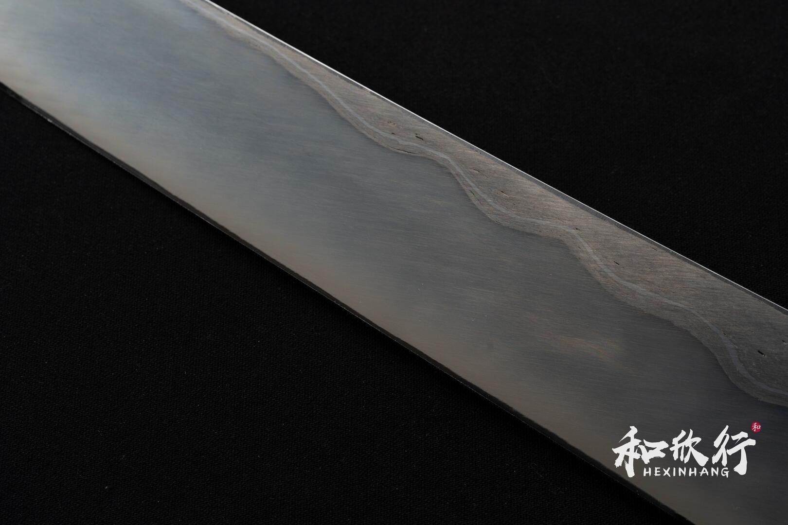 二唐刃物鍛造所Nigara Hamono 鍊鐵青二鋼暗紋青染切付柳刃300mm